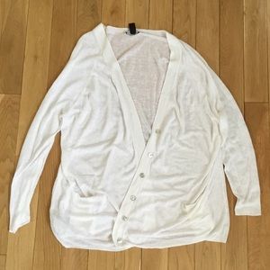 Oversized white linen cardigan from Mango